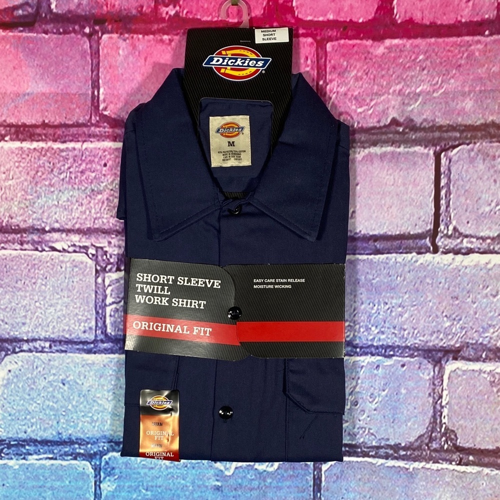 Dickies Men’s Medium Navy Short Sleeve Work Shirt Twill NWT Original Fit